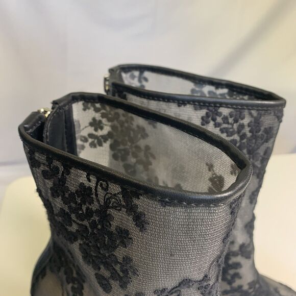 Ameri Vintage Sheer Embroidery Mesh Boots Black Floral Block Heel Size M US 7 - Picture 10 of 13